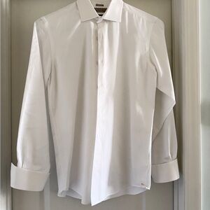Elegant White Men's Dress Shirt with French cuffs